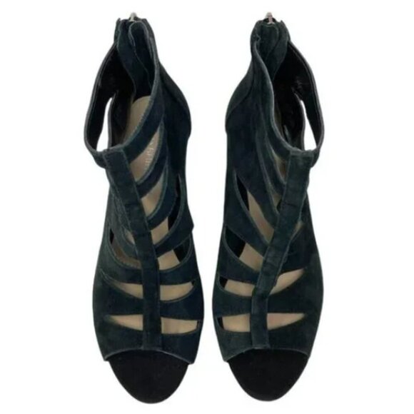 Saks Fifth Avenue Suede Strappy Peep Toe Heels - Size 6.5 - Picture 2 of 7